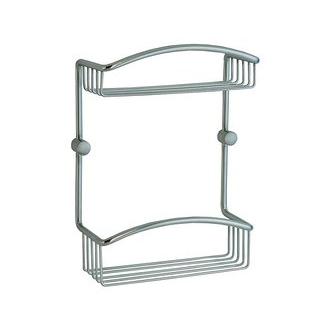 Smedbo CS377 8 in. Wall Mounted Double Level Shower Basket in Brushed Chrome from the Cabin Collection